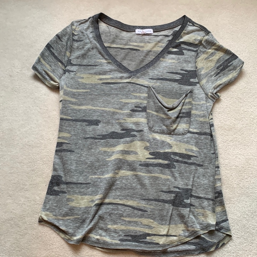 Socialite army print v neck